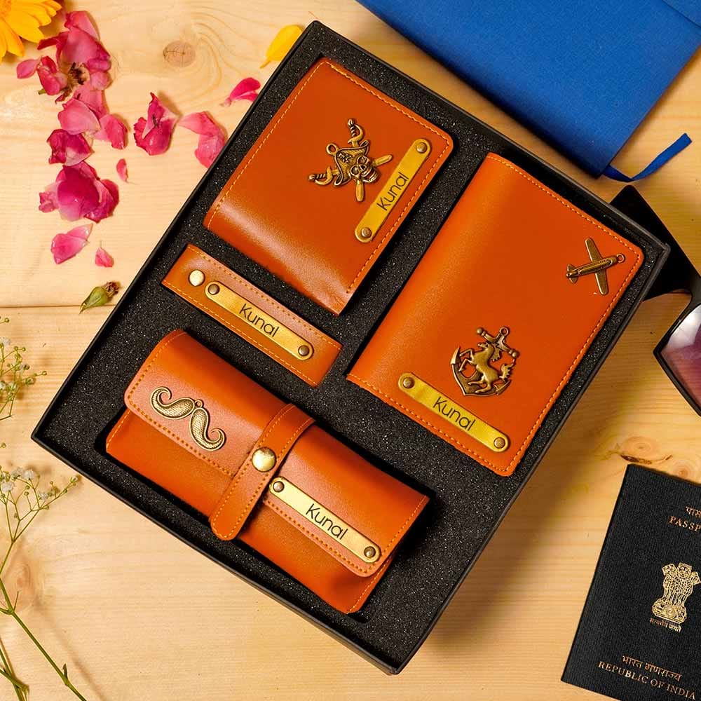 Customised Wallet Set Combo Including Passport Cover Eye Cases and Key chain