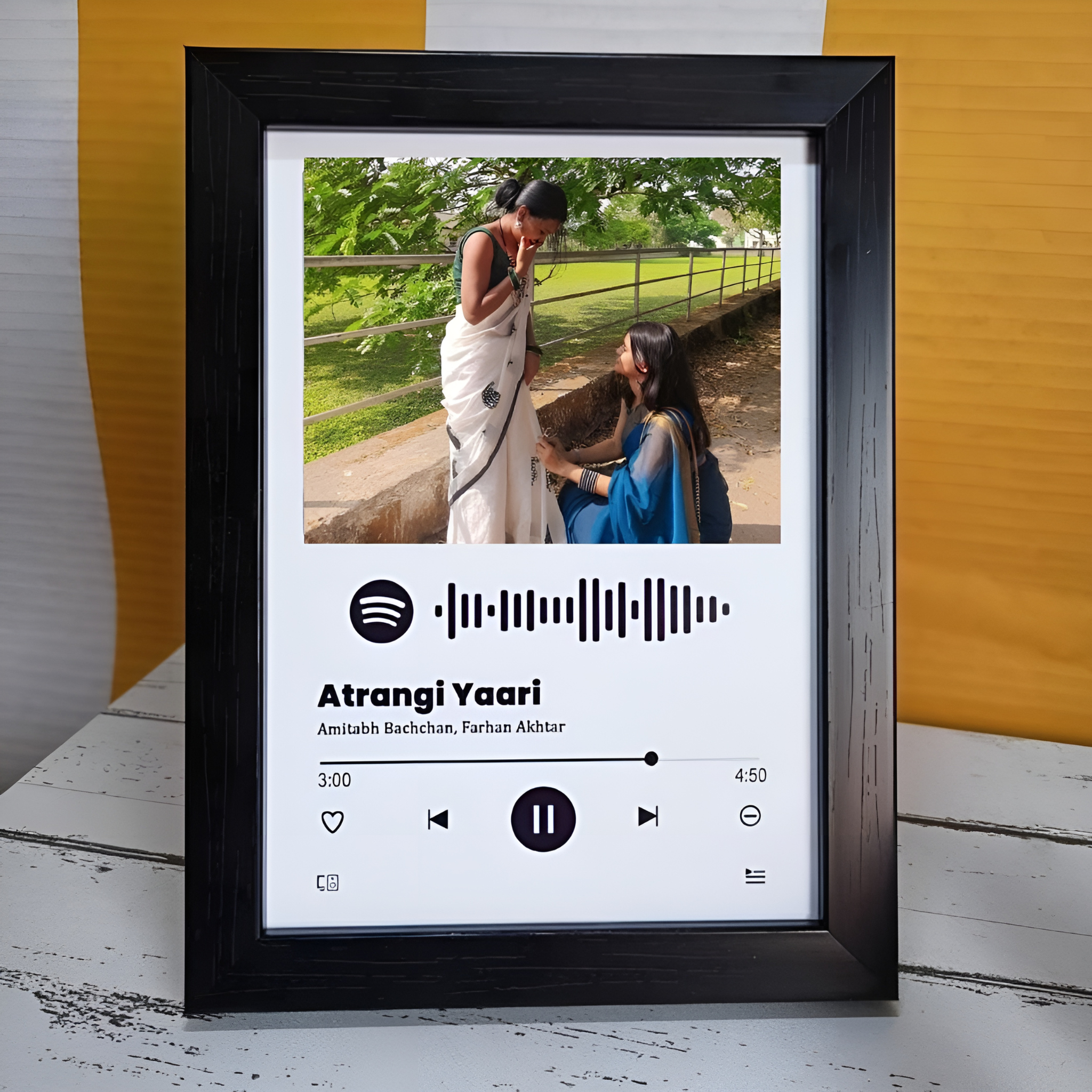 Spotify Add Frame Customize Spotify Wooden Frame with Personalised Song - Size 6 X 8 Inc
