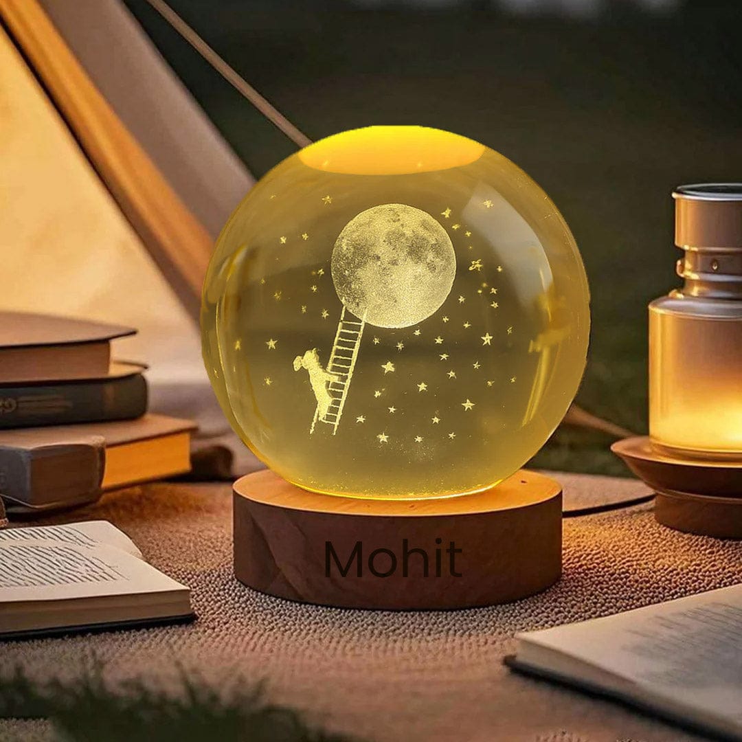 Starry Night Moon Lamp with name customization – perfect personalized Rakhi or romantic gift